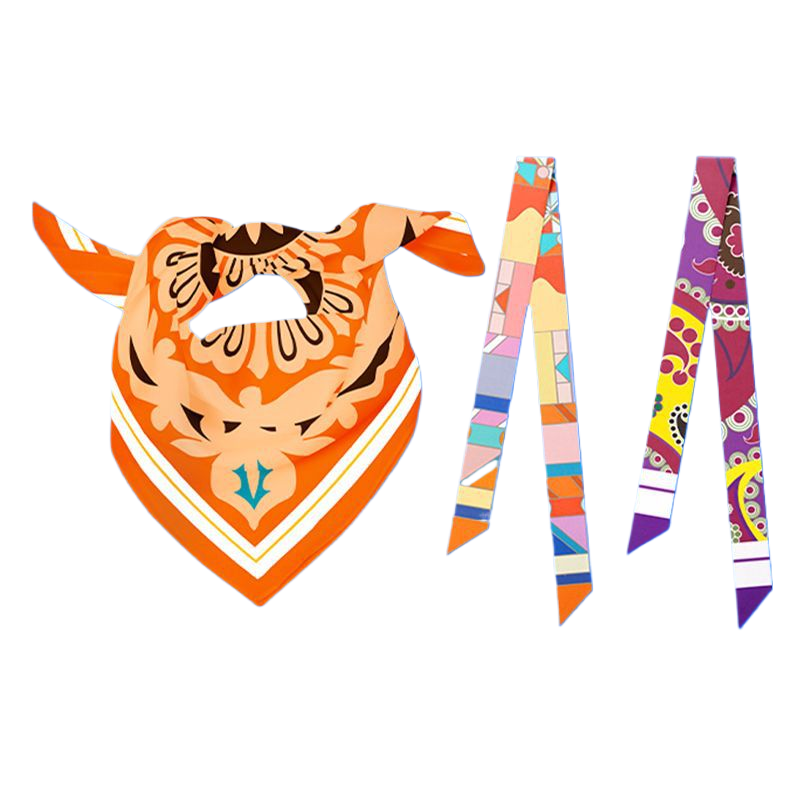 Printed small square scarf made of mulberry silk for women
