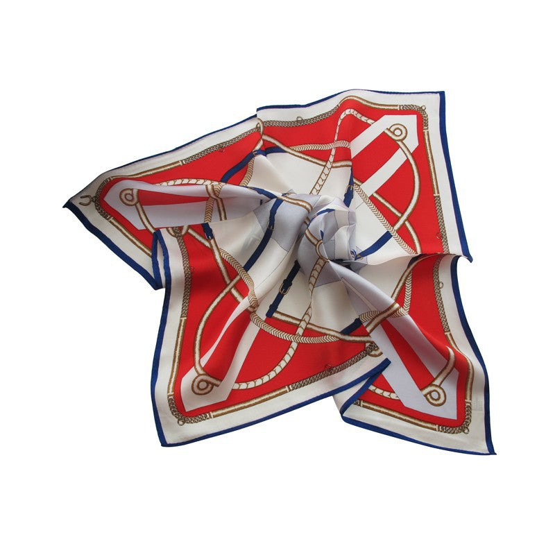 Printed small square scarf made of mulberry silk for women