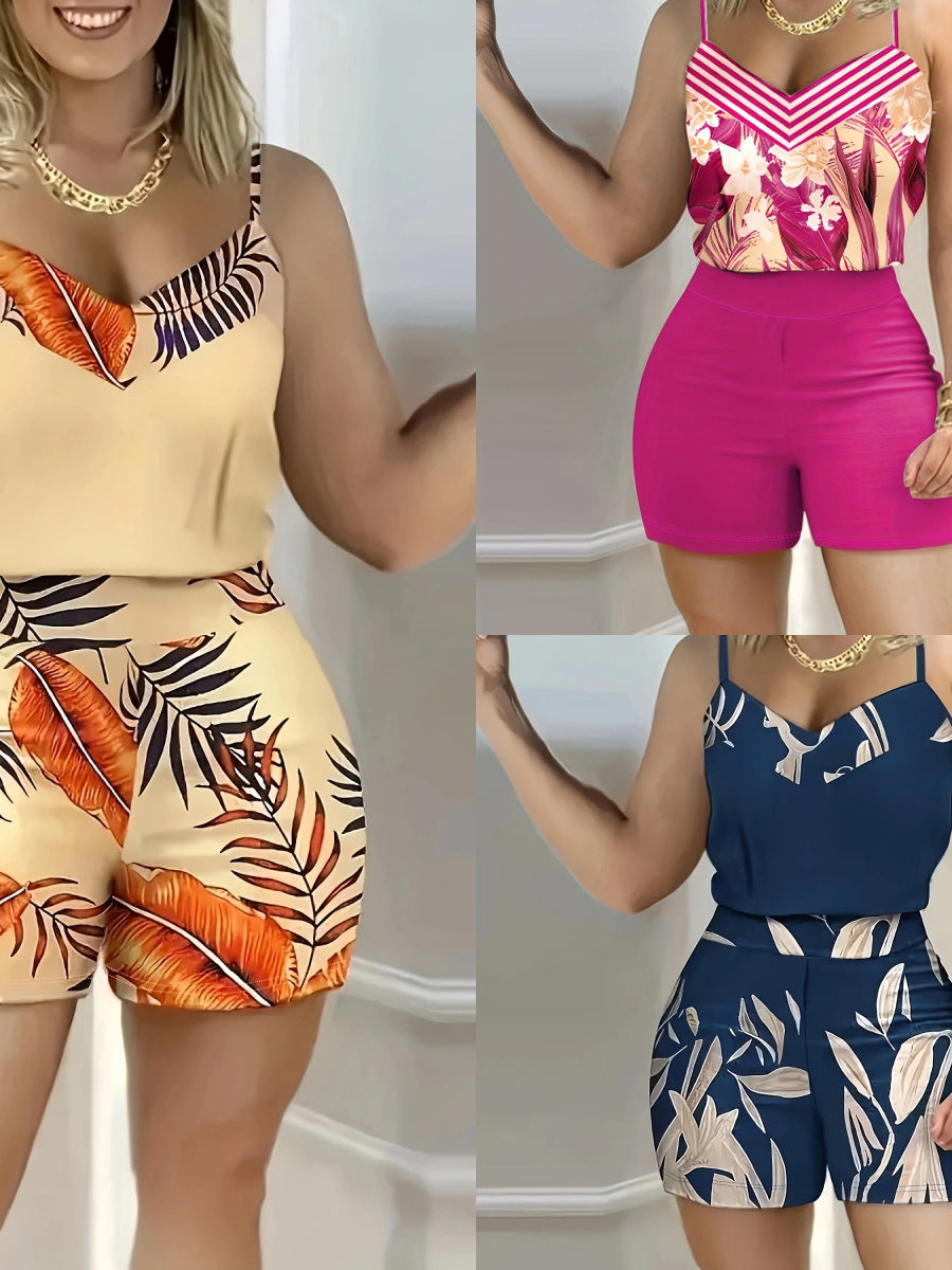 Printed strap shorts