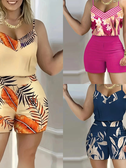 Printed strap shorts
