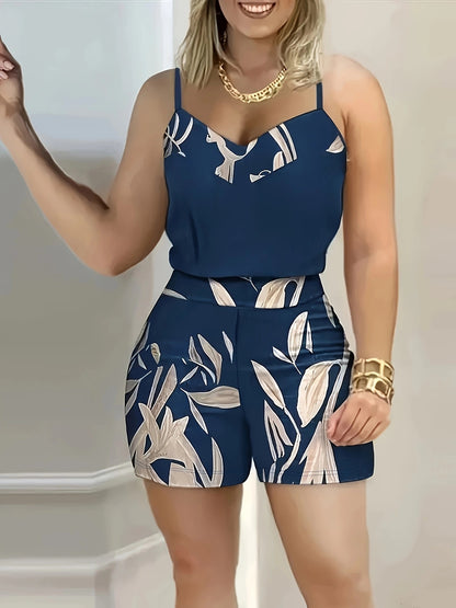 Printed strap shorts