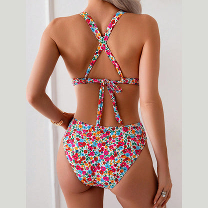 Printed Strapless Two-Piece Swimsuit