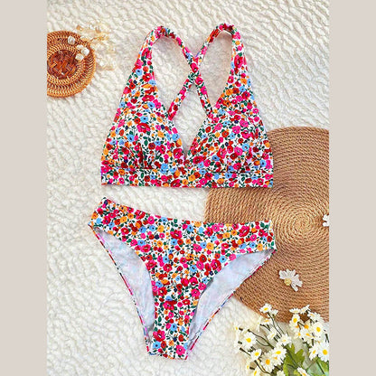 Printed Strapless Two-Piece Swimsuit