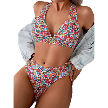 Printed Strapless Two-Piece Swimsuit