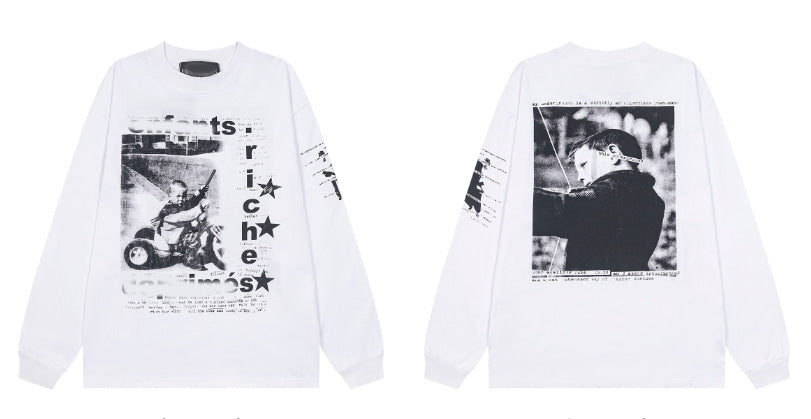 Printed streetwear long-sleeve T-shirt
