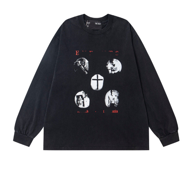 Printed streetwear long-sleeve T-shirt