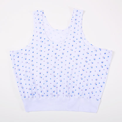 Printed Summer Middle-aged and Elderly Short Vest Underwear Women's Cotton Large Size Elder's Undershirt Bra Mother's Sling Thin Vest