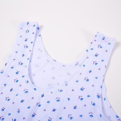 Printed Summer Middle-aged and Elderly Short Vest Underwear Women's Cotton Large Size Elder's Undershirt Bra Mother's Sling Thin Vest