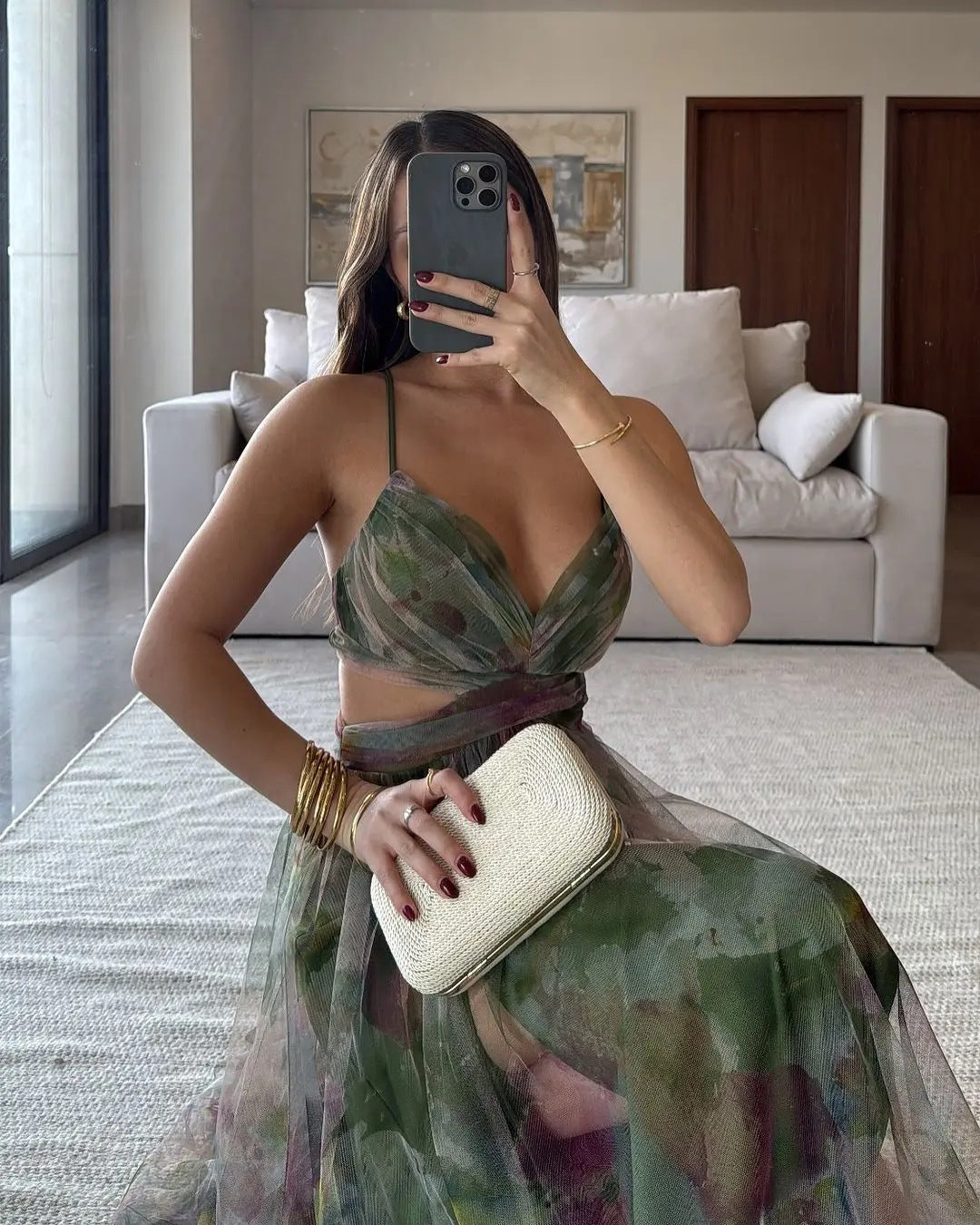 Printed Suspender Dress