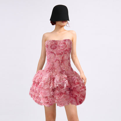 Printed sweet plunging short skirt
