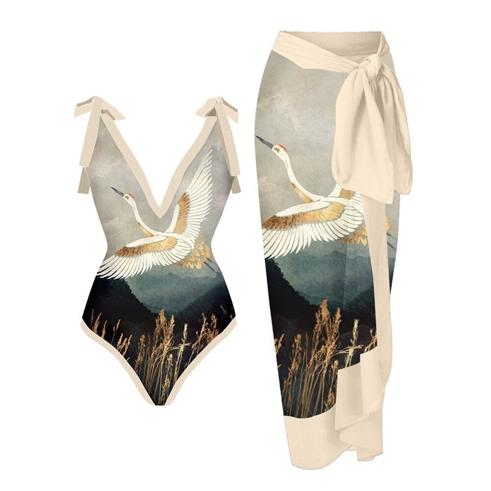 Printed swimming suit for women