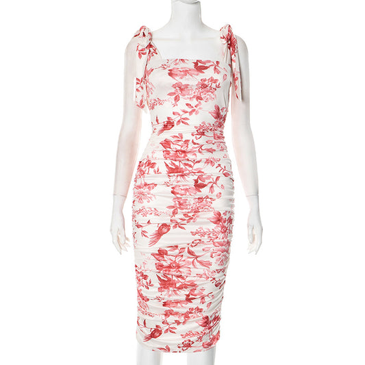 printed tie dress
