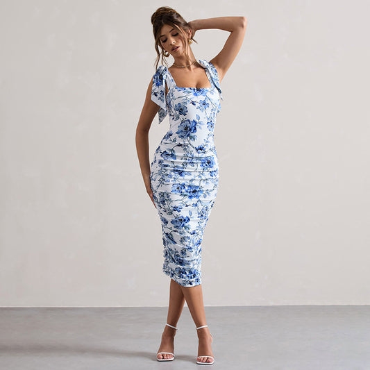 printed tie dress