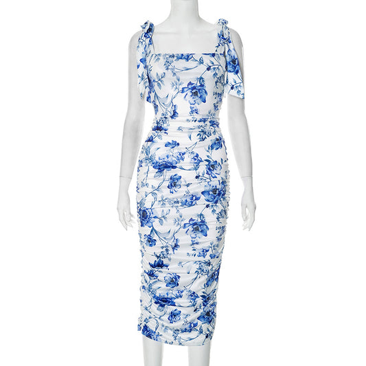 printed tie dress