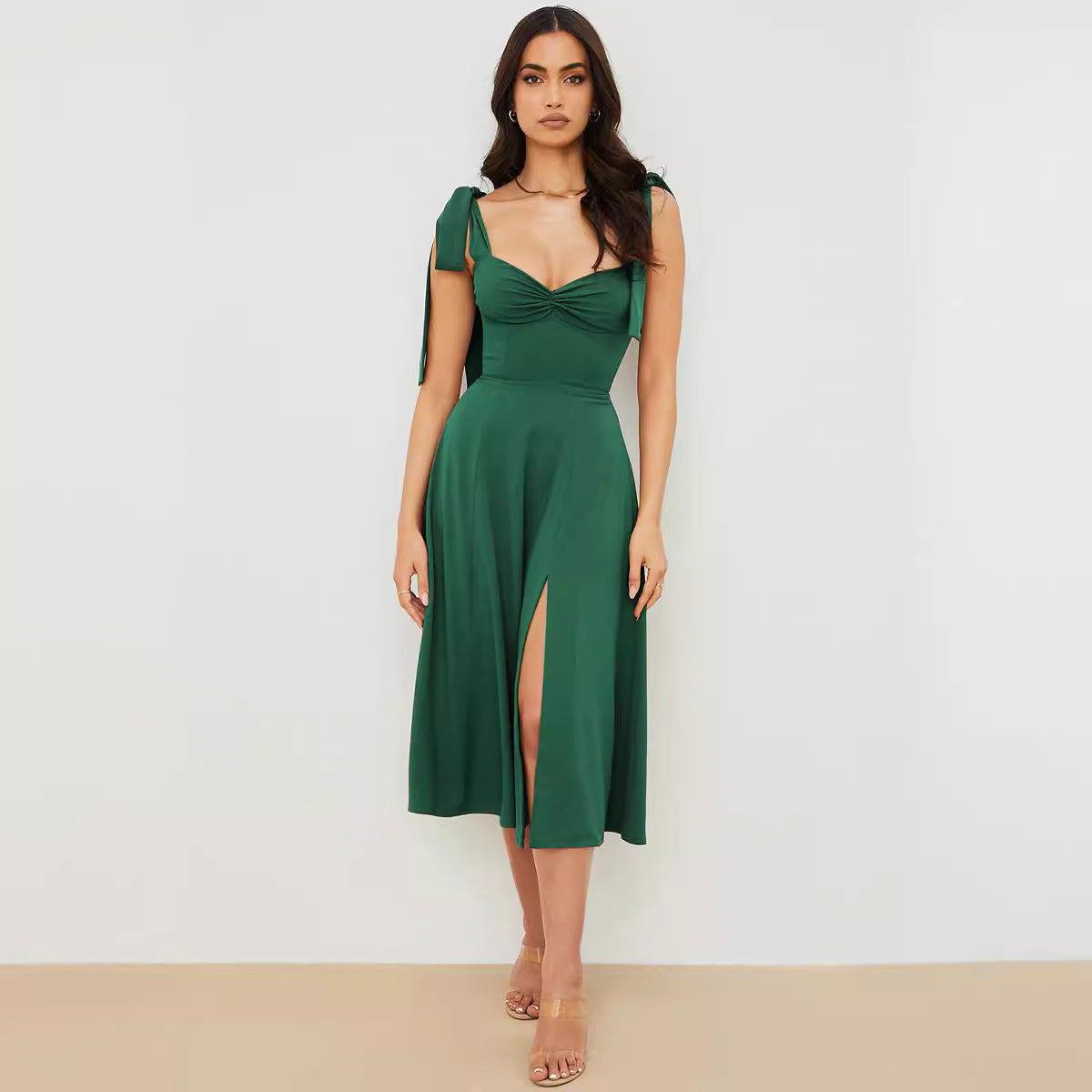 Printed tie irregular dress