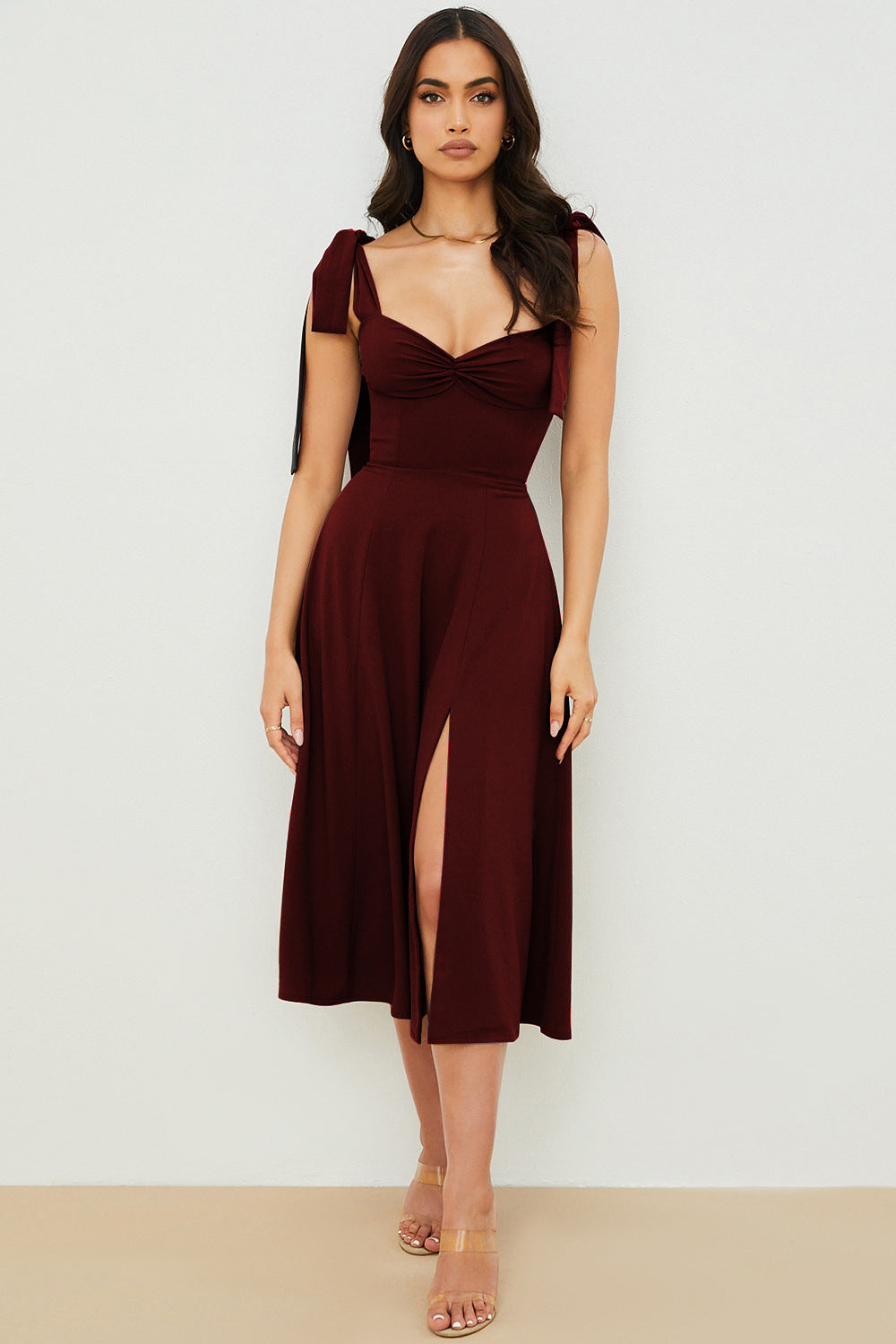 Printed tie irregular dress