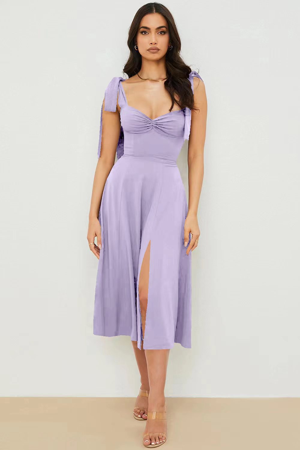 Printed tie irregular dress