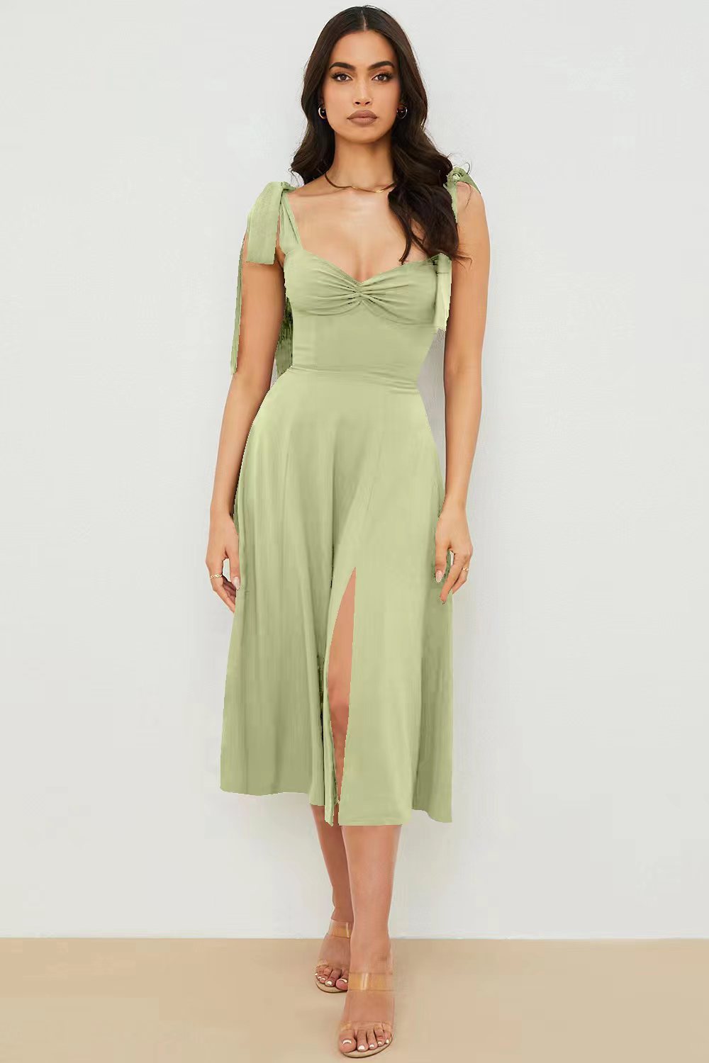 Printed tie irregular dress