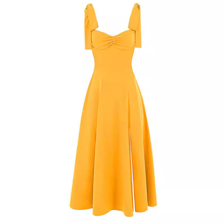 Printed tie irregular dress