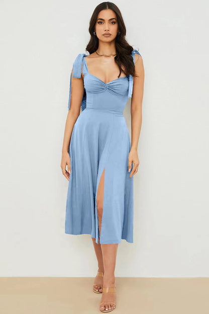 Printed tie irregular dress