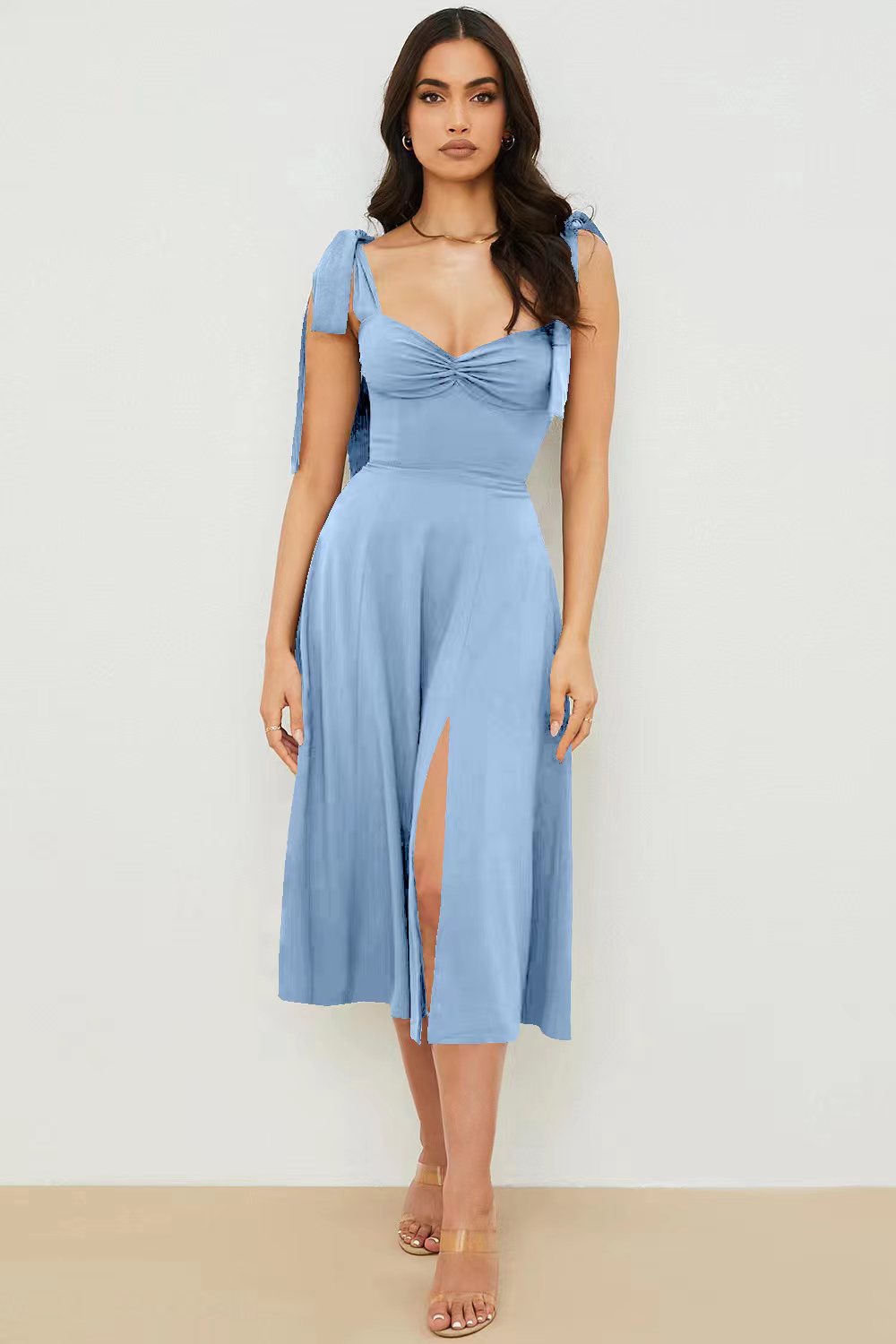 Printed tie irregular dress