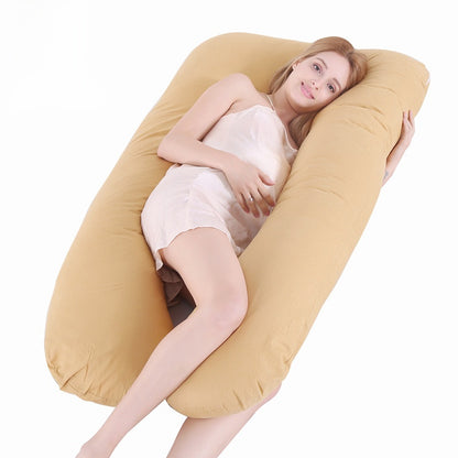 Printed U-shaped maternity pillow with lumbar support for side sleeping