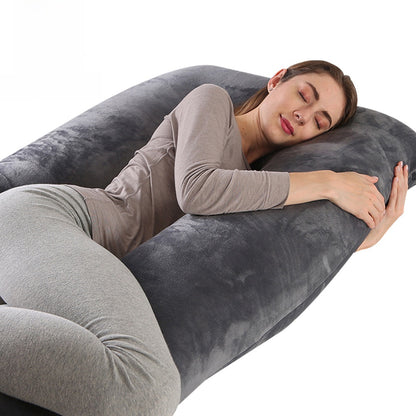 Printed U-shaped maternity pillow with lumbar support for side sleeping