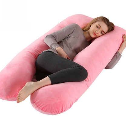 Printed U-shaped maternity pillow with lumbar support for side sleeping