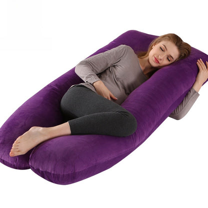 Printed U-shaped maternity pillow with lumbar support for side sleeping