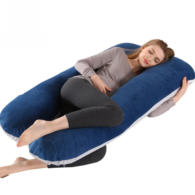 Printed U-shaped maternity pillow with lumbar support for side sleeping