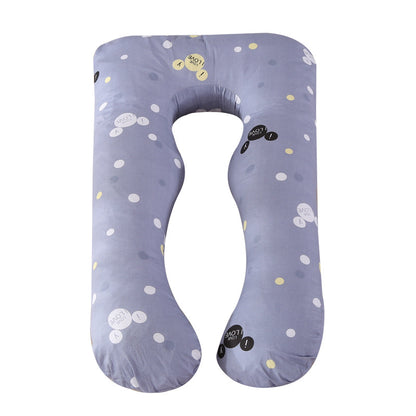 Printed U-shaped maternity pillow with lumbar support for side sleeping