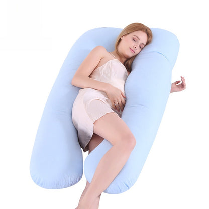 Printed U-shaped maternity pillow with lumbar support for side sleeping