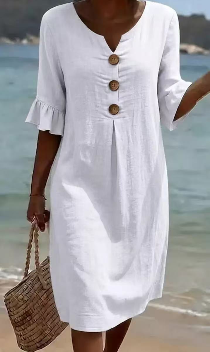 Printed V-Neck Loose Dress