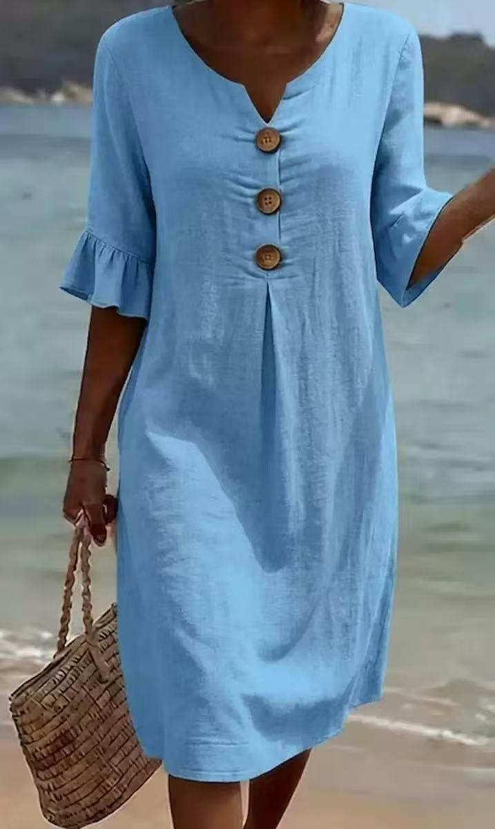 Printed V-Neck Loose Dress