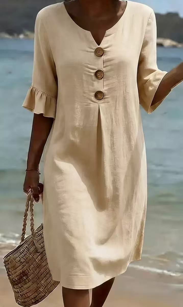 Printed V-Neck Loose Dress