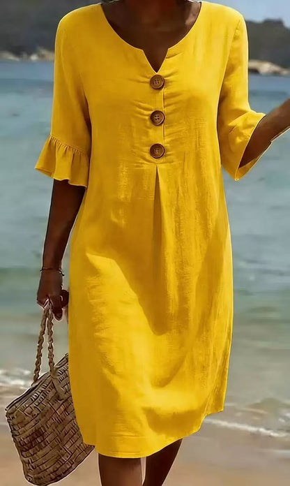 Printed V-Neck Loose Dress