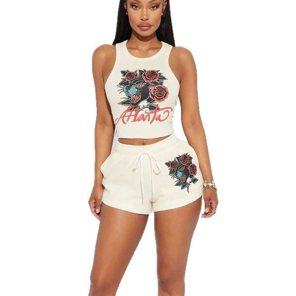 Printed Vest and Shorts Set