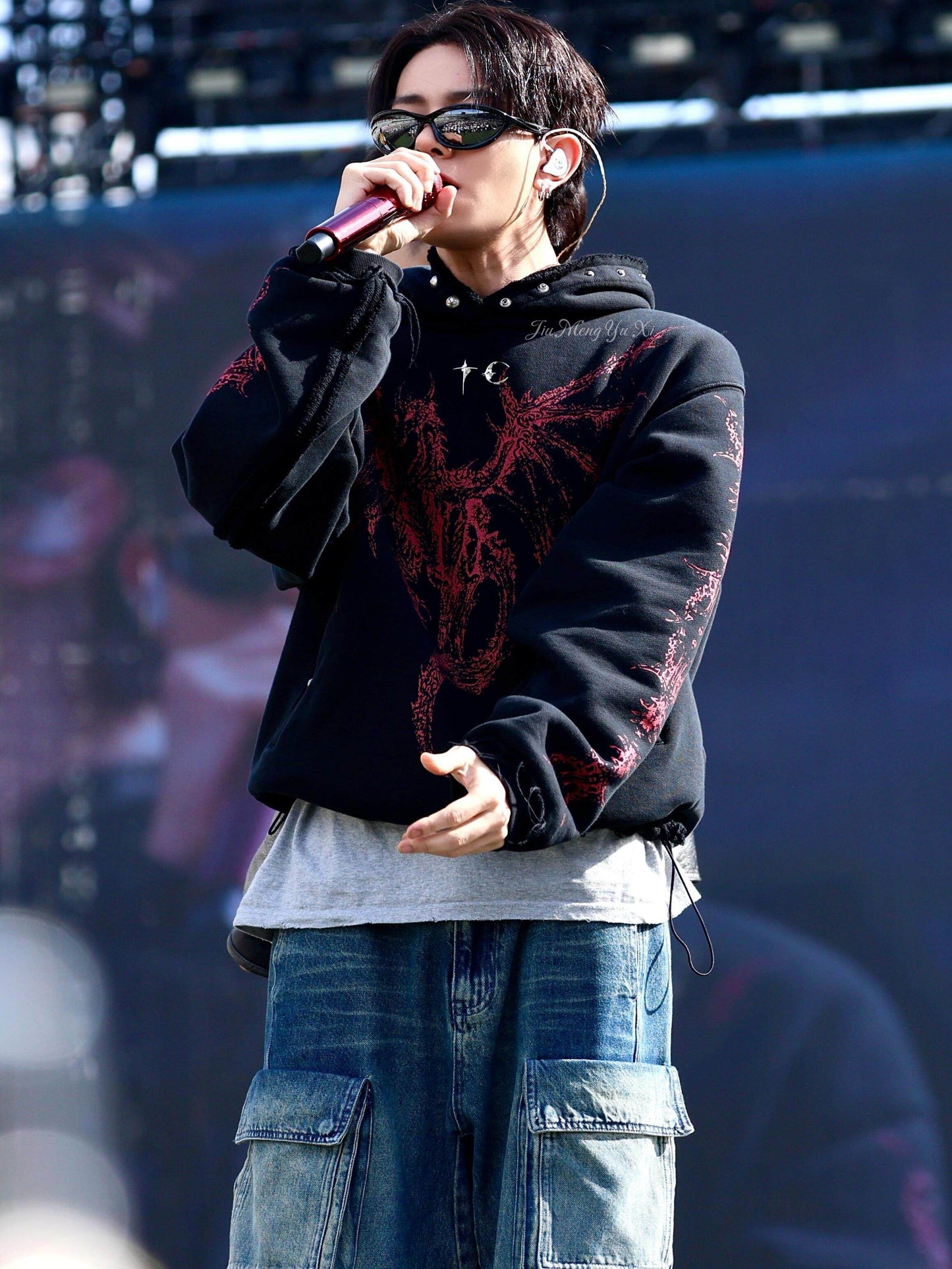 Printed vintage hoodie shirt