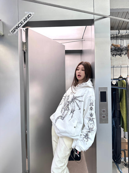 Printed vintage hoodie shirt