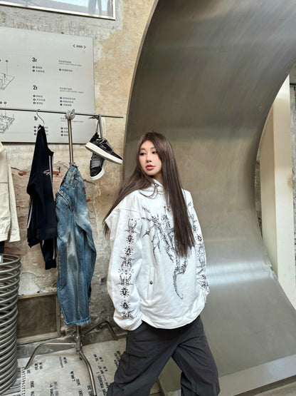 Printed vintage hoodie shirt
