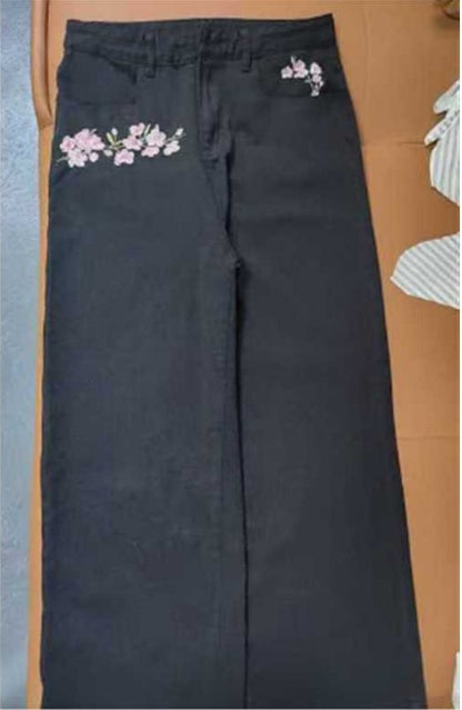 Printed Wide-Leg Denim Pants for Men
