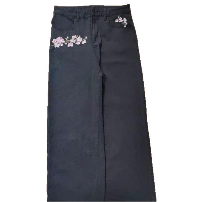 Printed Wide-Leg Denim Pants for Men