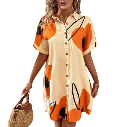 Printed women's blouse dress