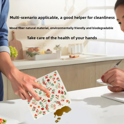 Printed Wood Pulp Cotton Dish Towel