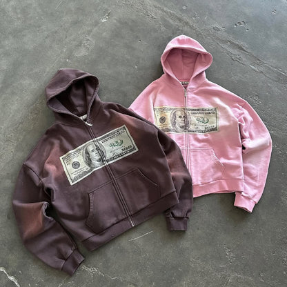 Printed Zip Sweat