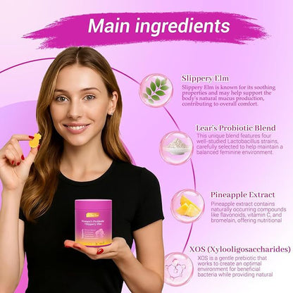 Probiotic Gummies with Slippery Elm and Pineapple