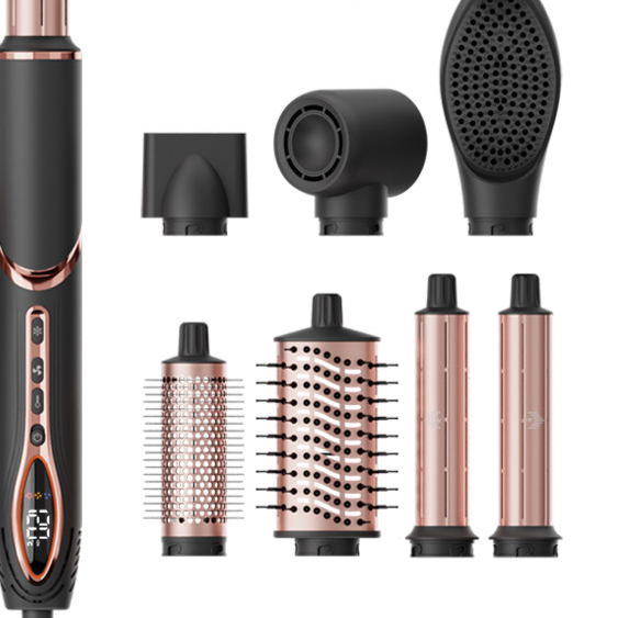 Professional 7-in-1 Hair Styler with Hot Air Comb and Curling Wand