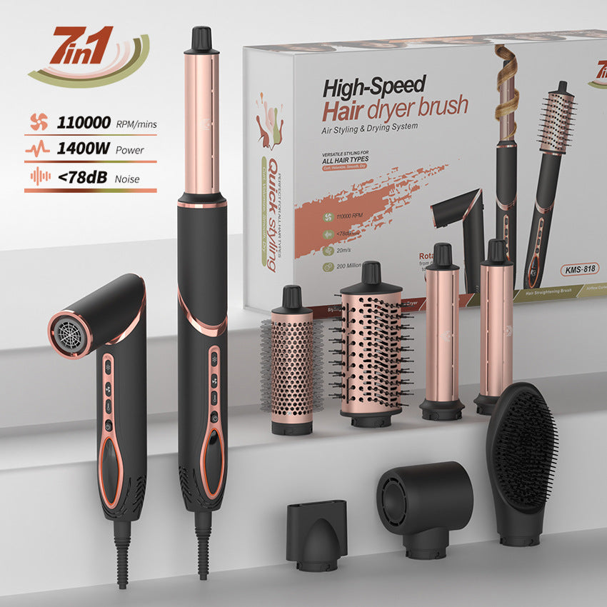 Professional 7-in-1 Hair Styler with Hot Air Comb and Curling Wand