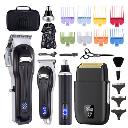 Professional Cordless Hair Trimmer with Nose and Foil Attachments