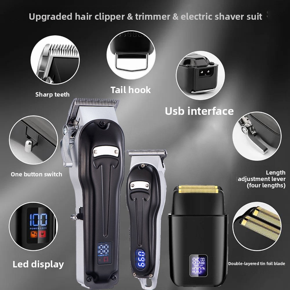 Professional Cordless Hair Trimmer with Nose and Foil Attachments